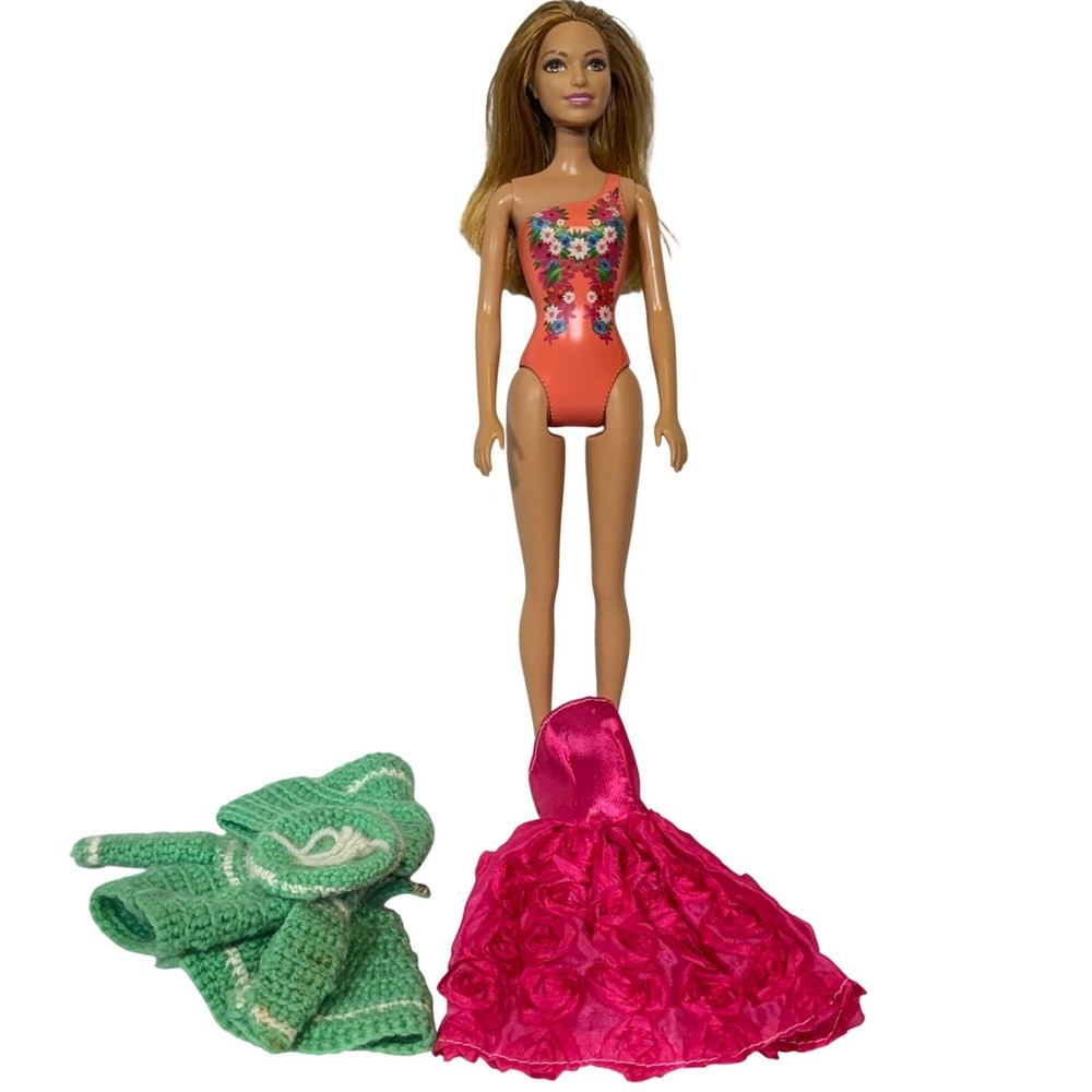 Mattel Barbie Water Play CFF14 2014 Doll Pink‎ Dress Crochet Outfit Crochet Lot